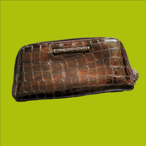 Brighton Vintage Cher zip wallet patent leather burgundy..